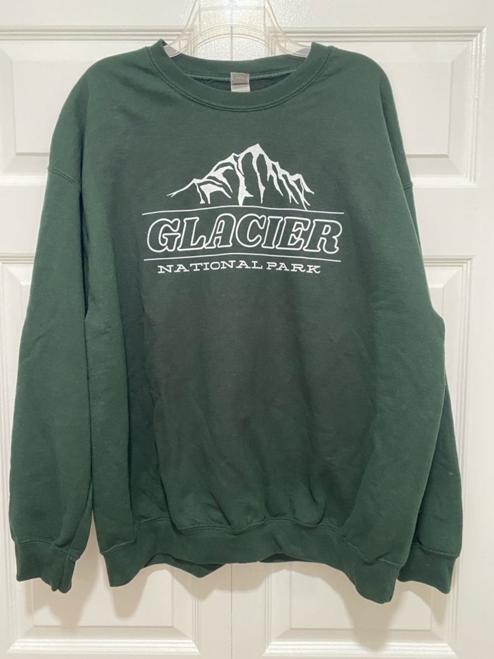 Gildan Forest Green Glacier National Park Crewneck Sweatshirt